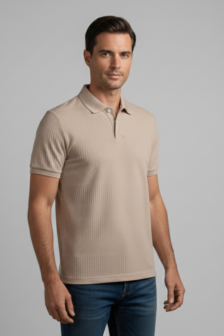 Men’s Polo Shirt with Short Sleeves and Button Placket