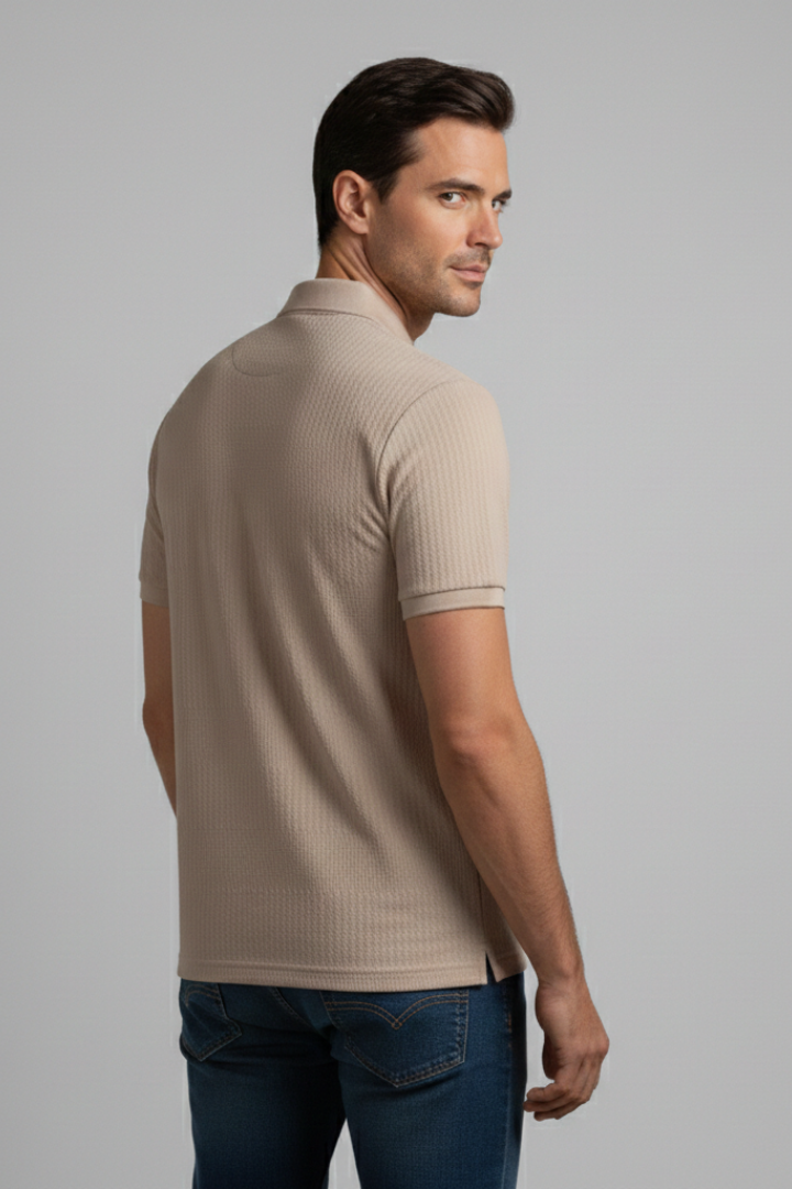 Men’s Polo Shirt with Short Sleeves and Button Placket