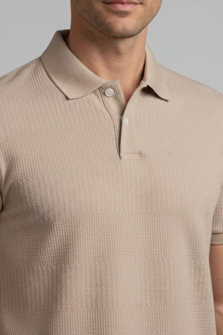 Men’s Polo Shirt with Short Sleeves and Button Placket