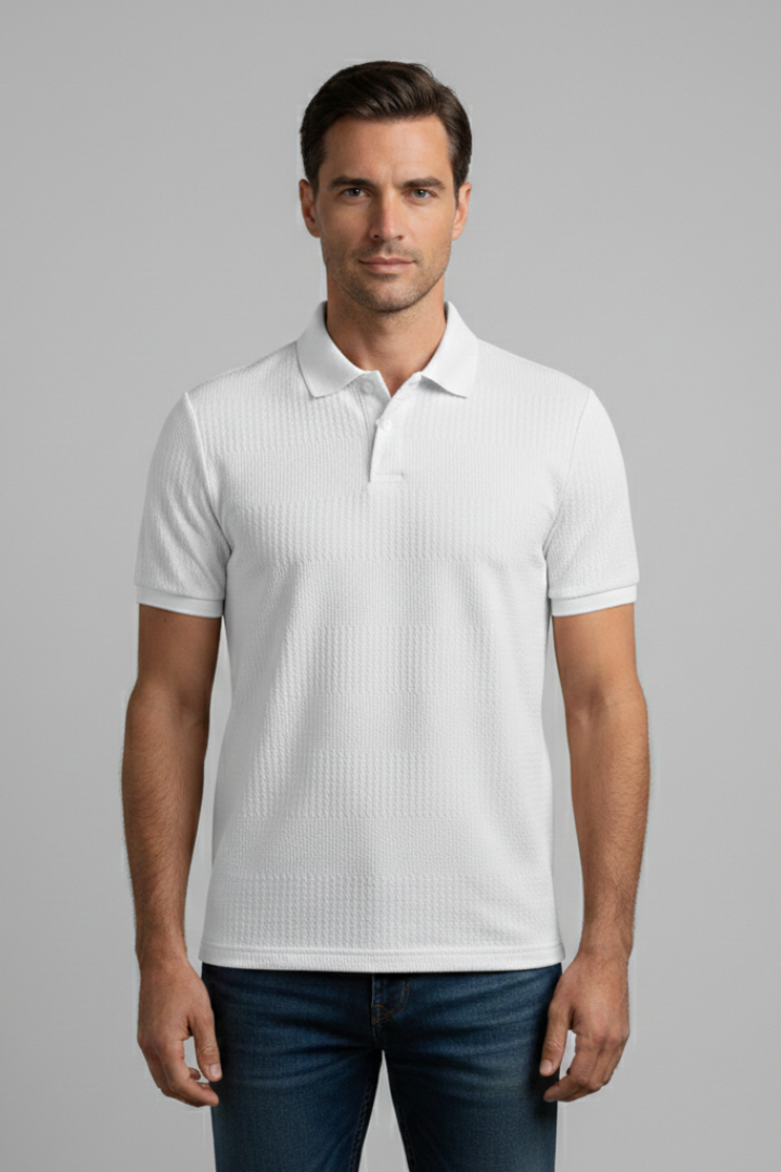 Men’s Polo Shirt with Short Sleeves and Button Placket