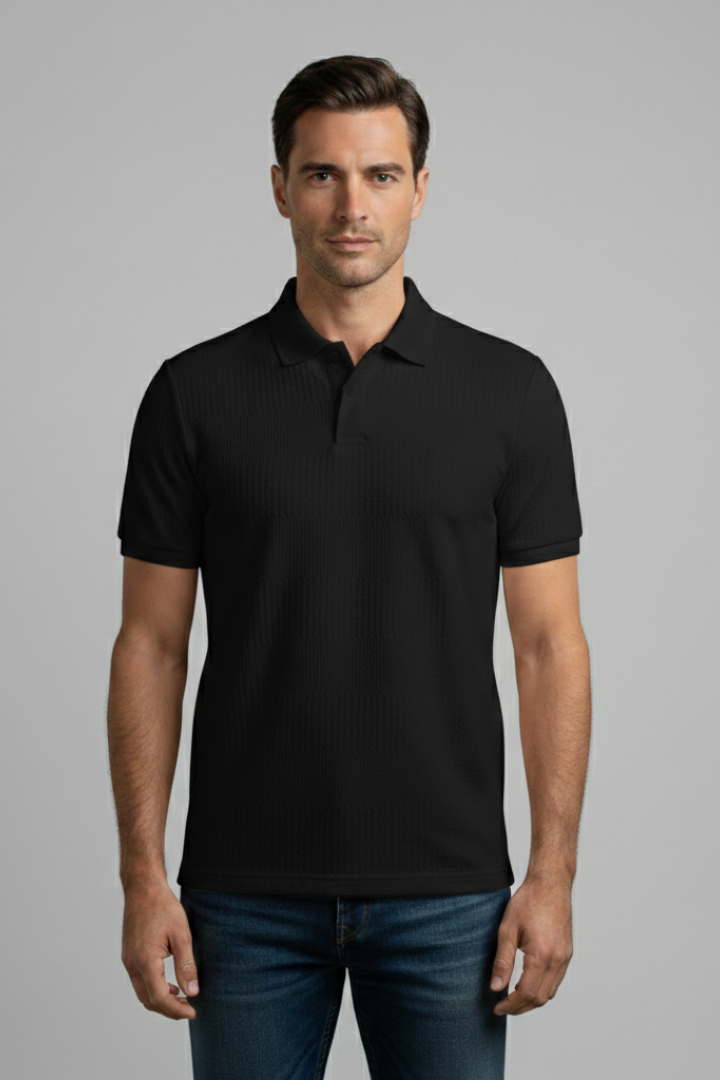 Men’s Polo Shirt with Short Sleeves and Button Placket