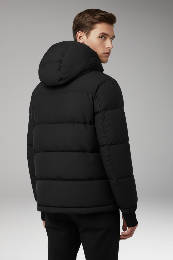 Men’s Puffer Jacket with Hood and Insulated Padding