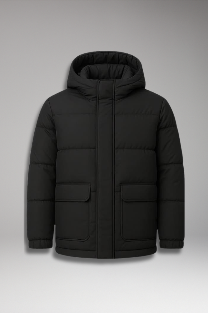 Men’s Puffer Jacket with Hood and Insulated Padding