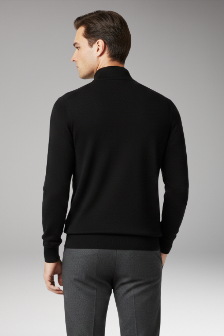 Men’s Pullover with Quarter Zip and Ribbed Edges
