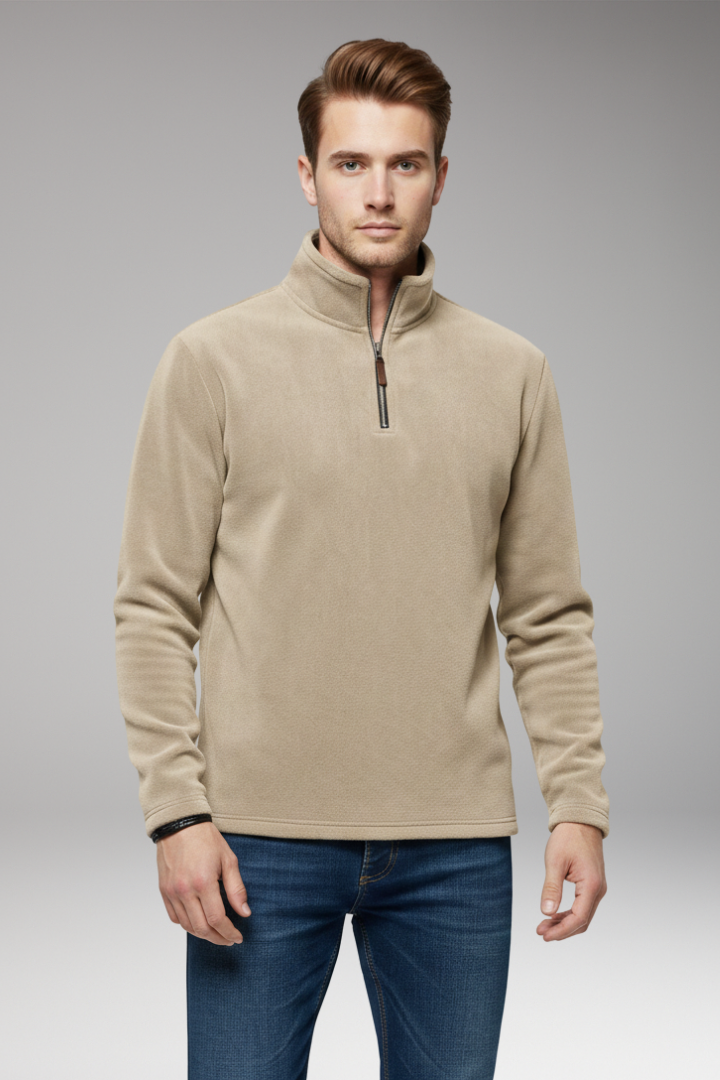 Men’s Pullover with Zip Closure and Fleece Lining