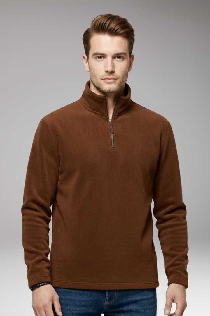 Men’s Pullover with Zip Closure and Fleece Lining