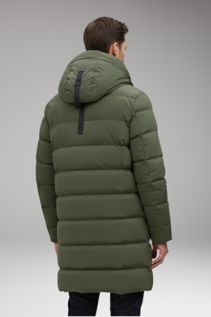 Men’s Quilted Coat with Hood and Front Zip