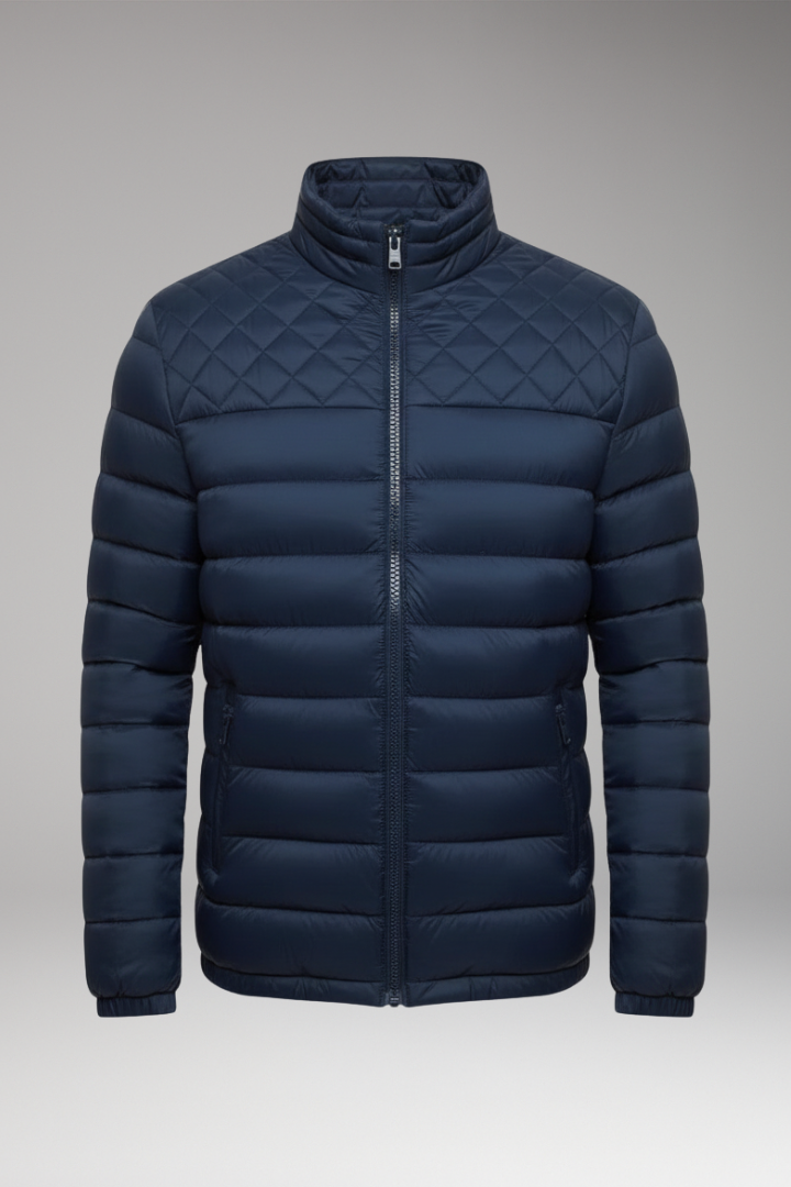 Men’s Quilted Jacket with Hood and Textured Outer Layer