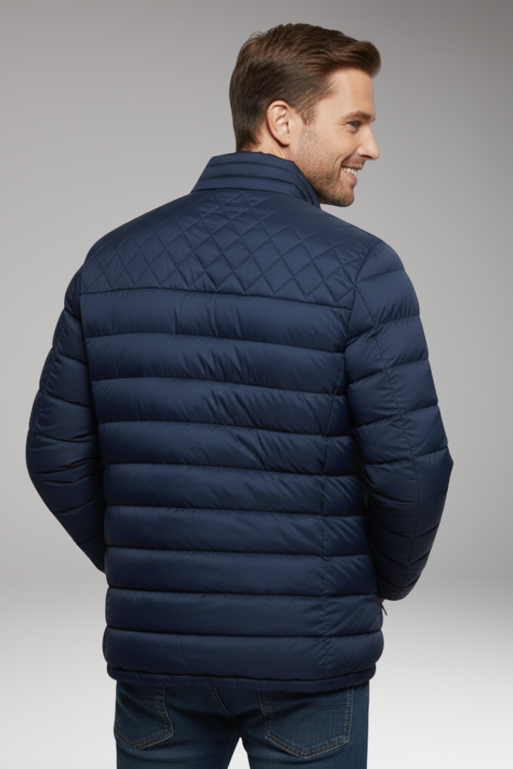 Men’s Quilted Jacket with Hood and Textured Outer Layer