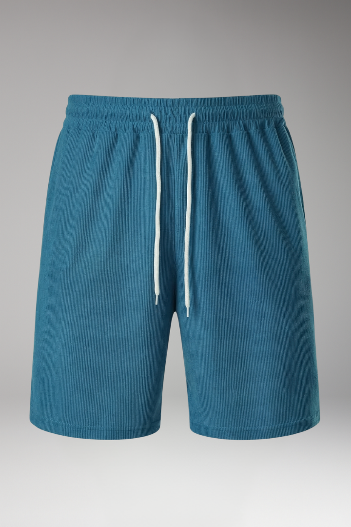 Men's Ribbed Shorts with Drawstring Waist