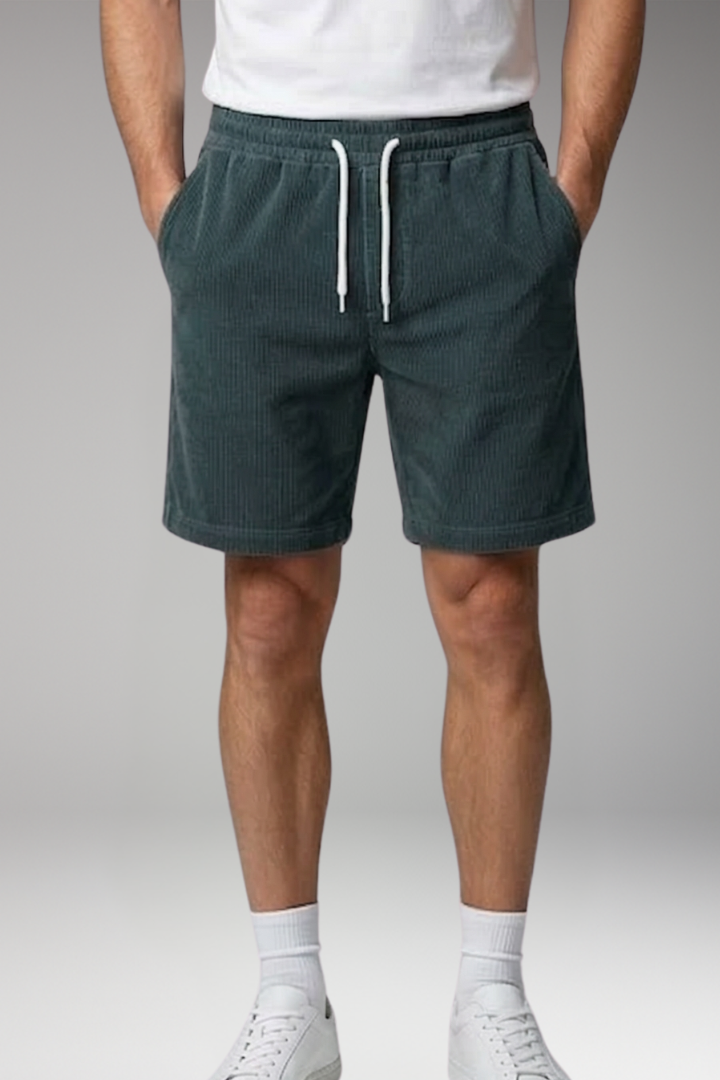Men's Ribbed Shorts with Drawstring Waist