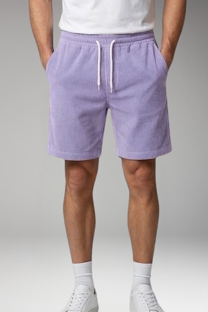 Men's Ribbed Shorts with Drawstring Waist