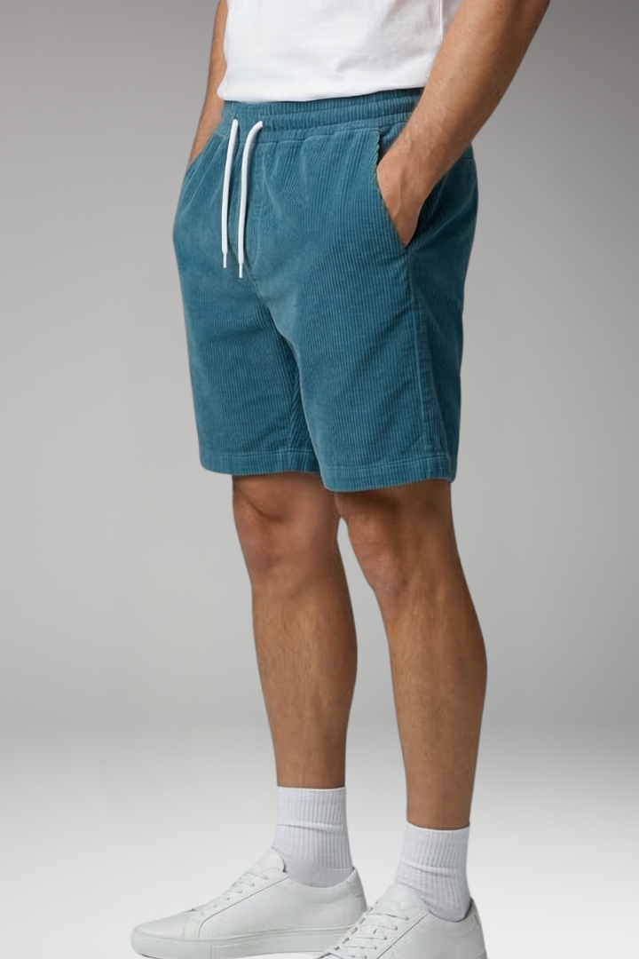 Men's Ribbed Shorts with Drawstring Waist