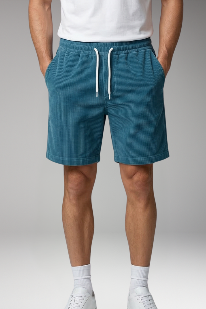 Men's Ribbed Shorts with Drawstring Waist