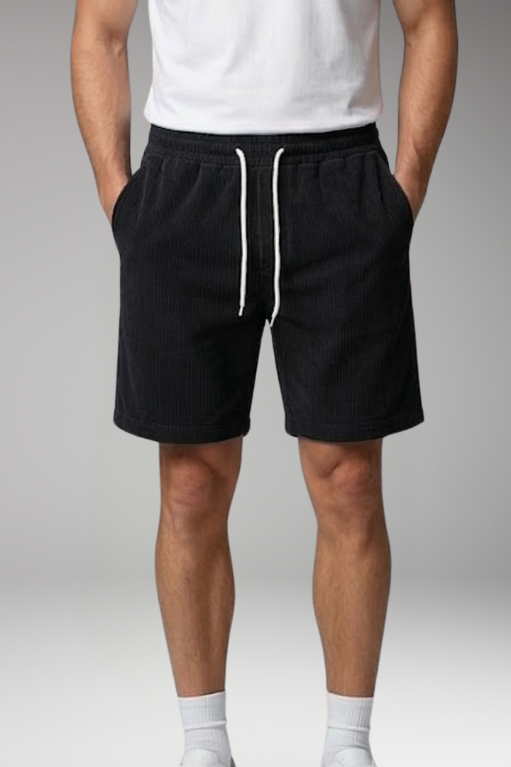 Men's Ribbed Shorts with Drawstring Waist