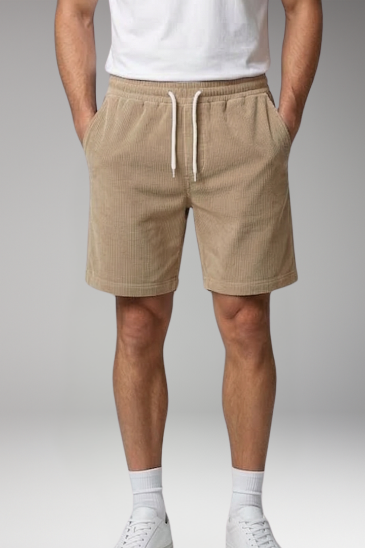 Men's Ribbed Shorts with Drawstring Waist
