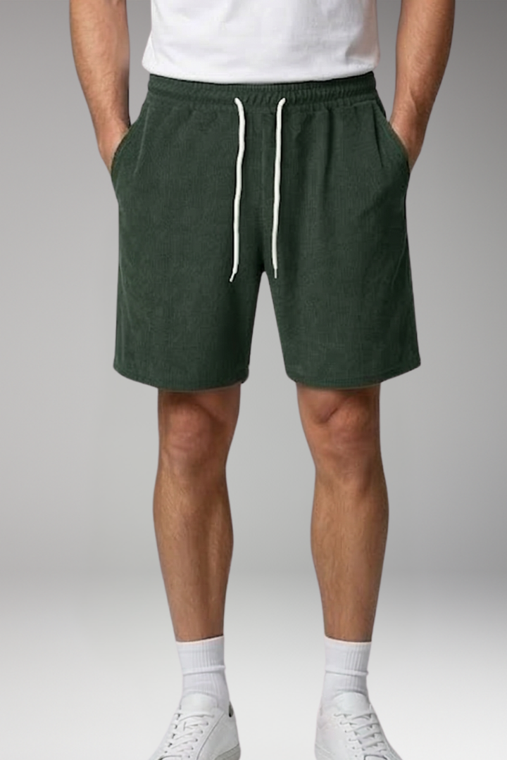 Men's Ribbed Shorts with Drawstring Waist