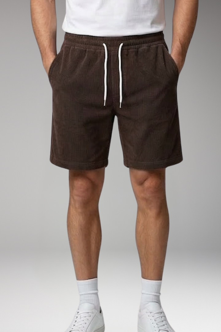 Men's Ribbed Shorts with Drawstring Waist