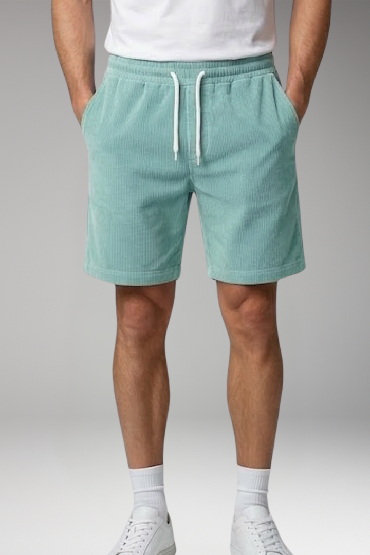 Men's Ribbed Shorts with Drawstring Waist