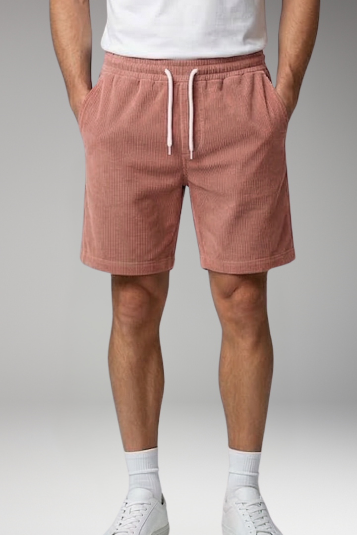 Men's Ribbed Shorts with Drawstring Waist