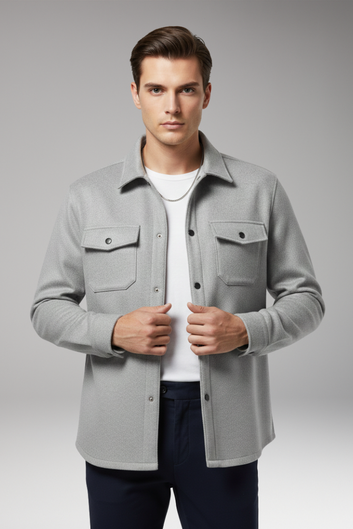 Men’s Shirt Jacket with Collar and Chest Pockets