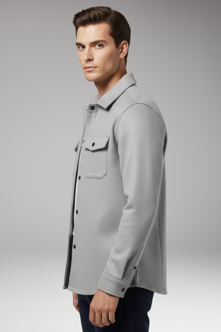 Men’s Shirt Jacket with Collar and Chest Pockets