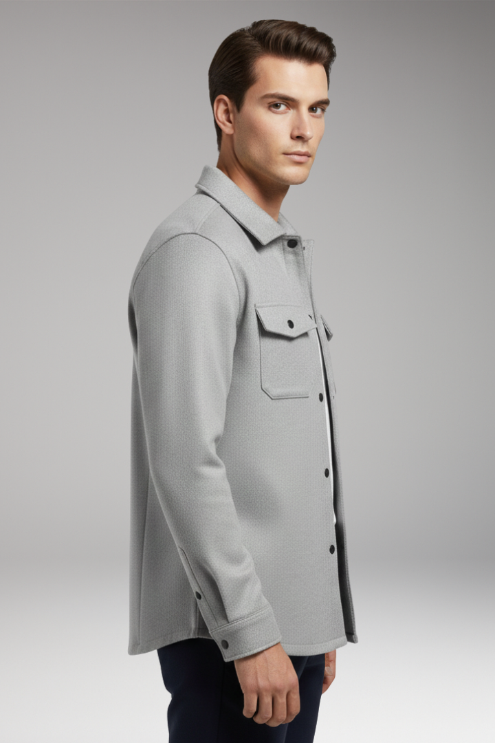 Men’s Shirt Jacket with Collar and Chest Pockets