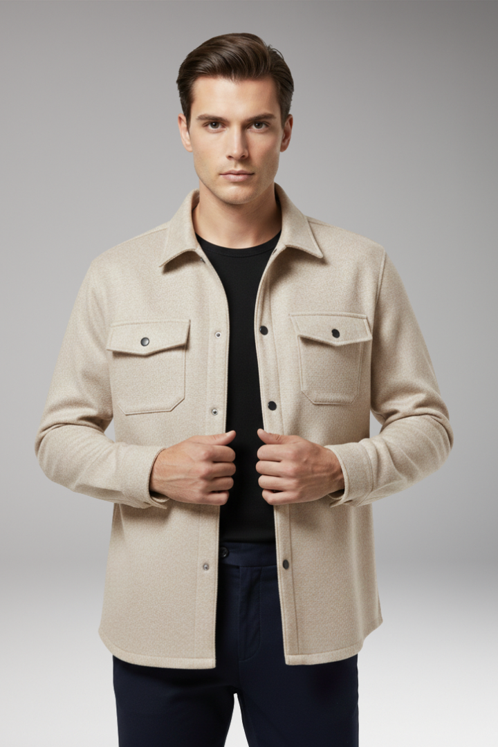 Men’s Shirt Jacket with Collar and Chest Pockets