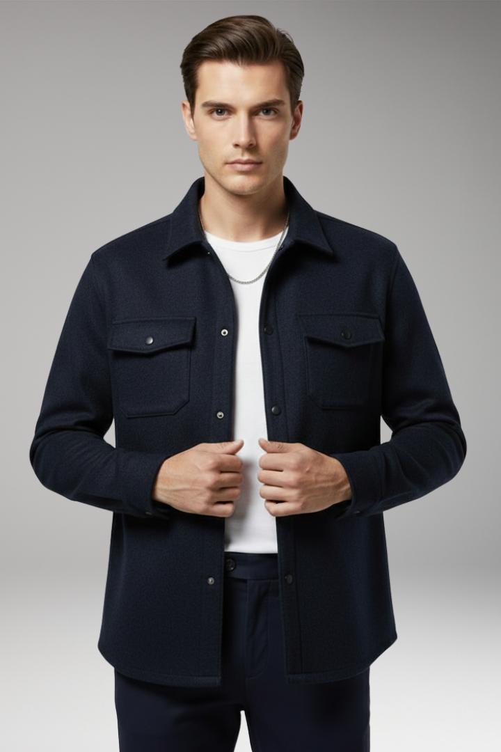 Men’s Shirt Jacket with Collar and Chest Pockets