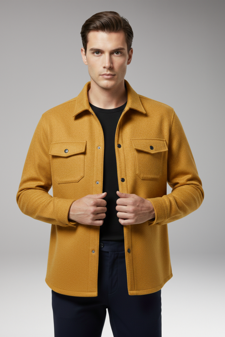 Men’s Shirt Jacket with Collar and Chest Pockets