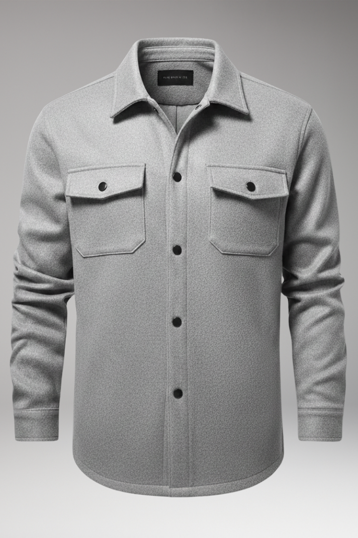 Men’s Shirt Jacket with Collar and Chest Pockets