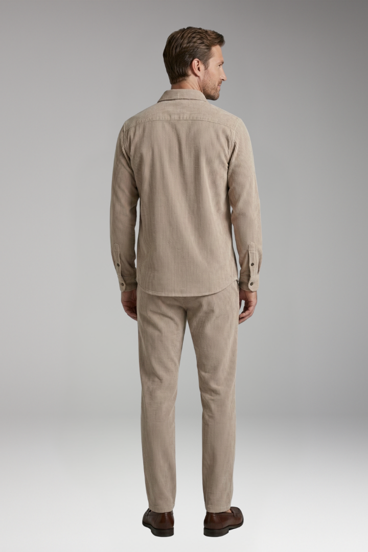 Men's Shirt and Trousers Set with Striped Design