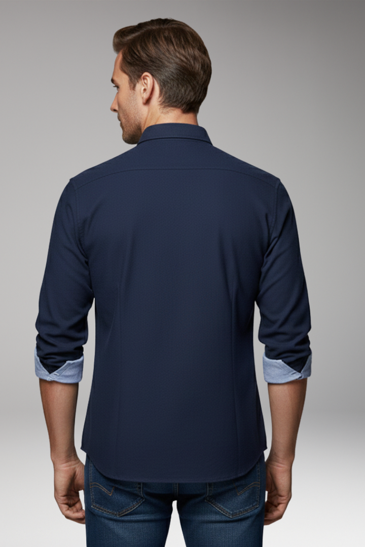 Men's Shirt with Button-Down Collar and Contrast Cuffs