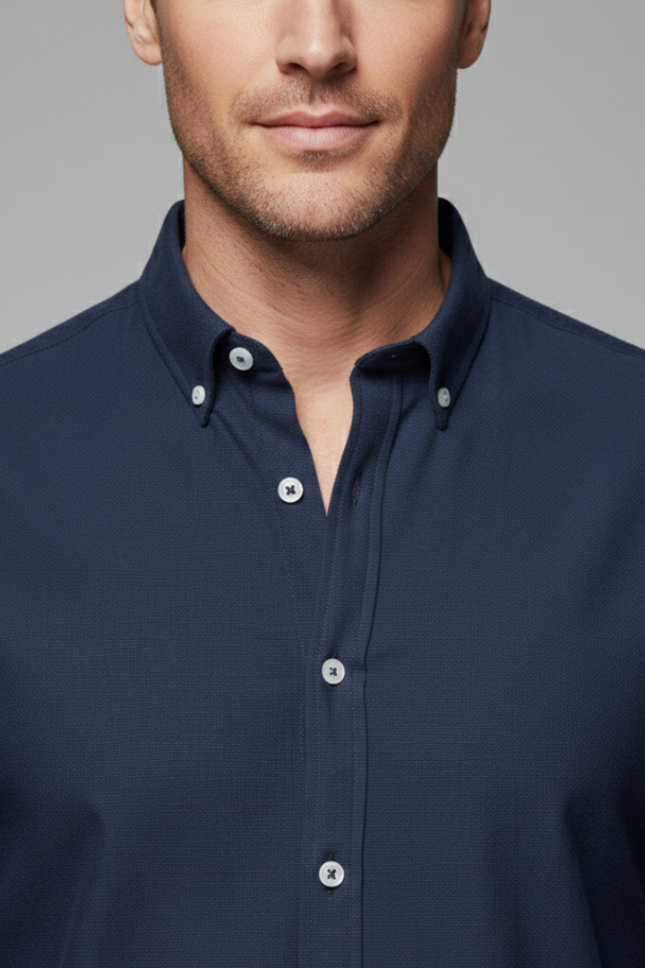 Men's Shirt with Button-Down Collar and Contrast Cuffs