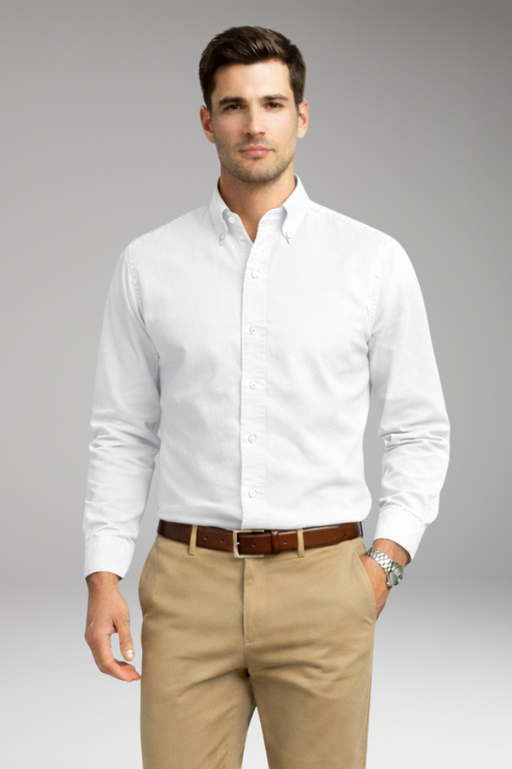 Men's Shirt with Button-Down Collar and Long Sleeves