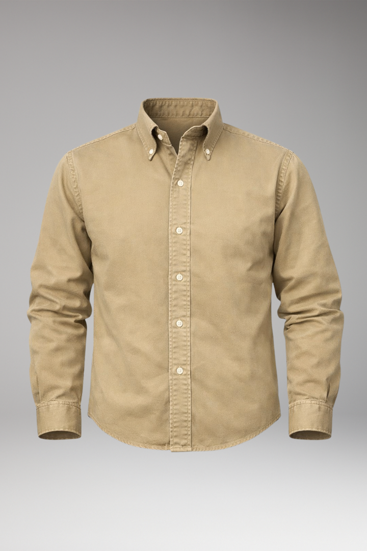Men's Shirt with Button-Down Collar and Long Sleeves