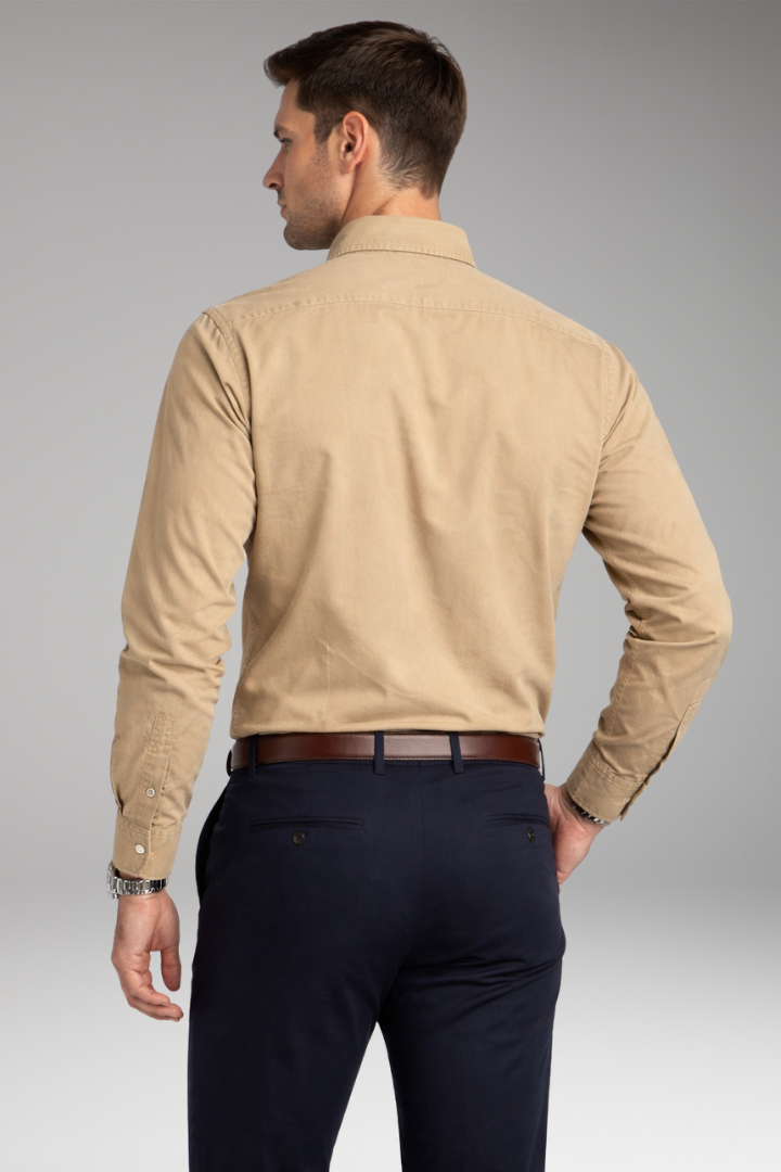 Men's Shirt with Button-Down Collar and Long Sleeves