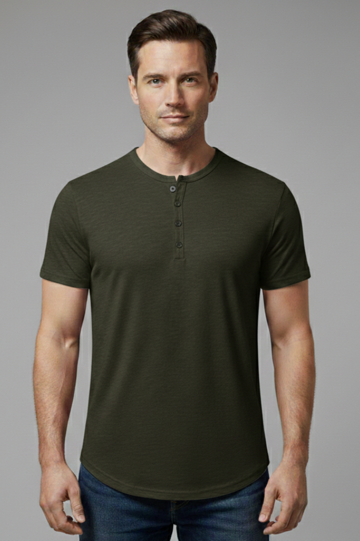 Men's Shirt with Button Fastening and Short Sleeves