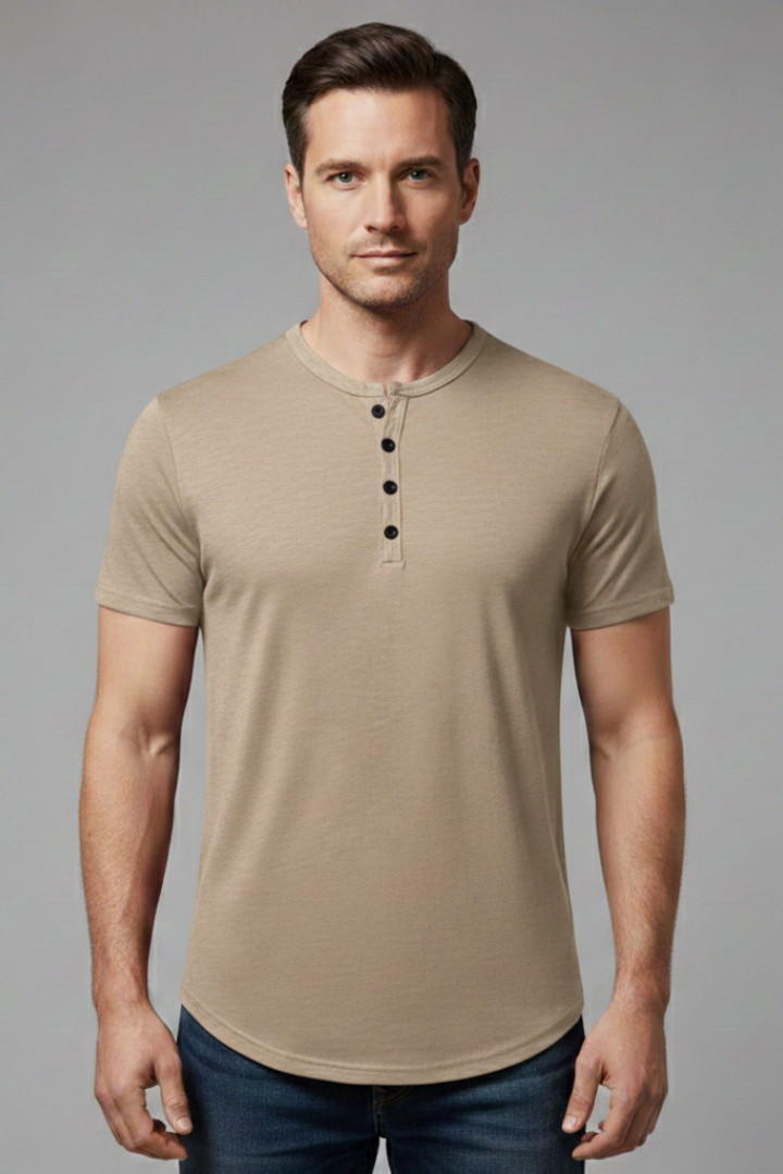 Men's Shirt with Button Fastening and Short Sleeves