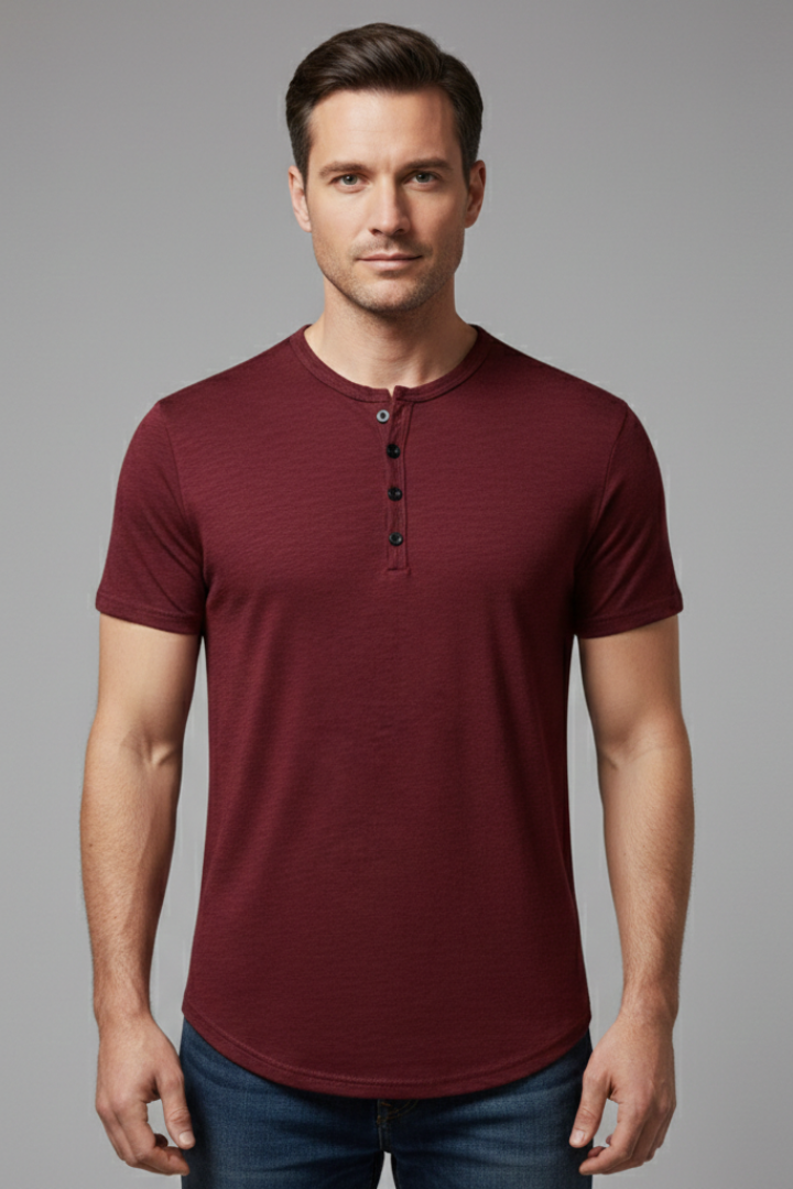 Men's Shirt with Button Fastening and Short Sleeves