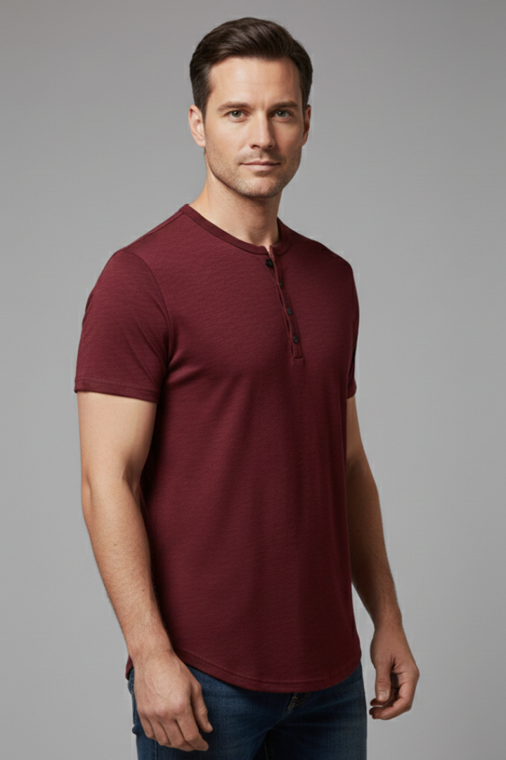 Men's Shirt with Button Fastening and Short Sleeves