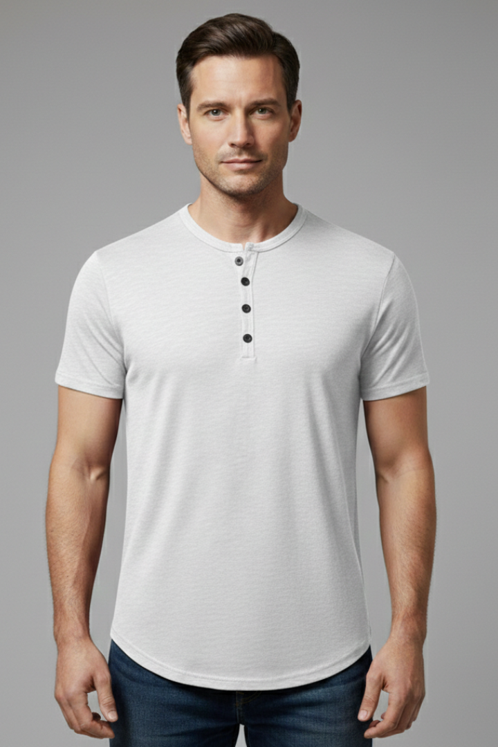 Men's Shirt with Button Fastening and Short Sleeves