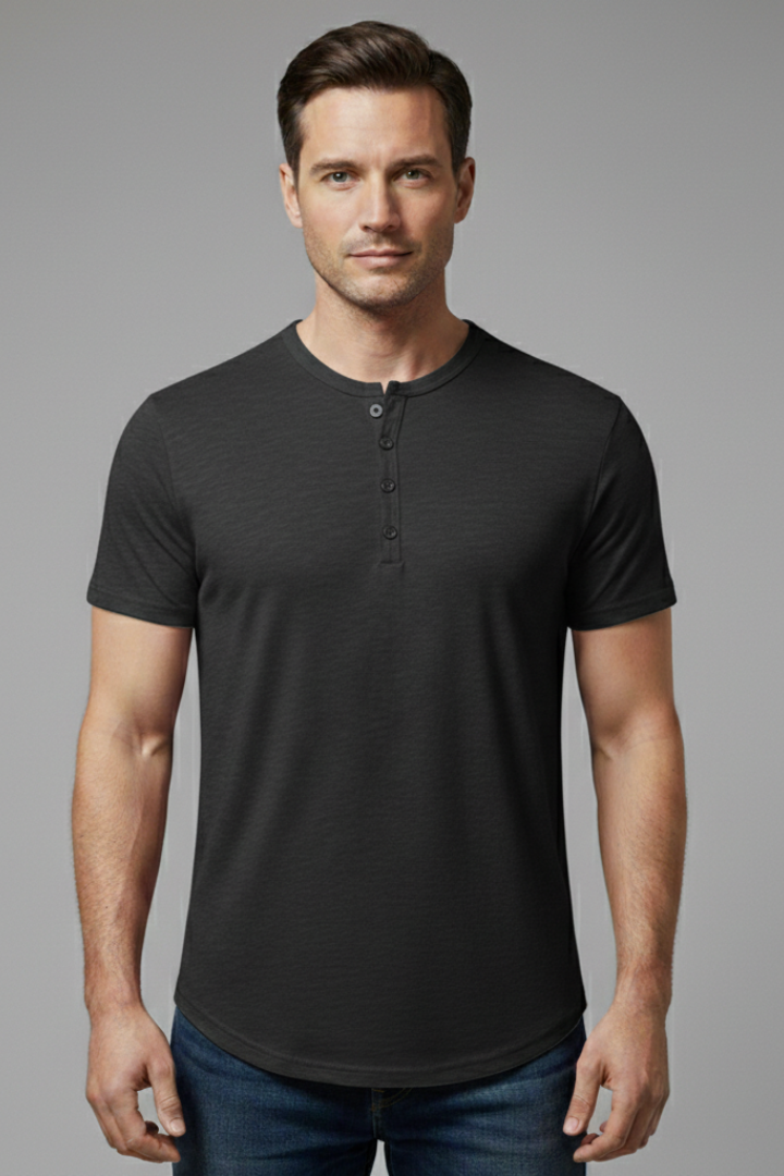 Men's Shirt with Button Fastening and Short Sleeves