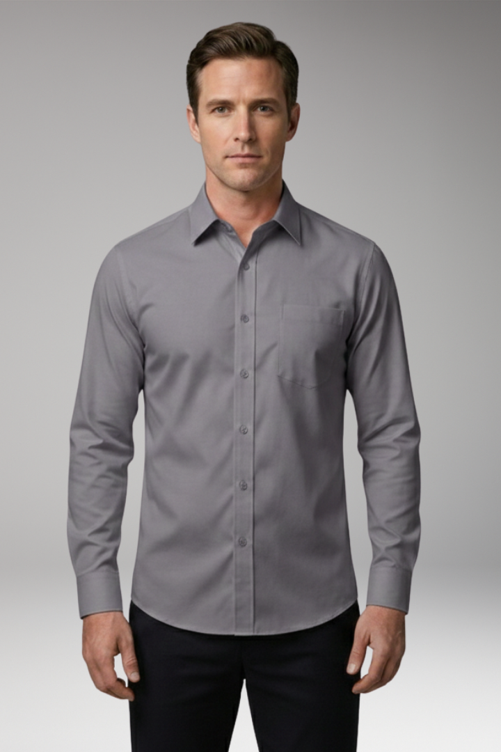 Men's Shirt with Button Placket and Chest Pocket