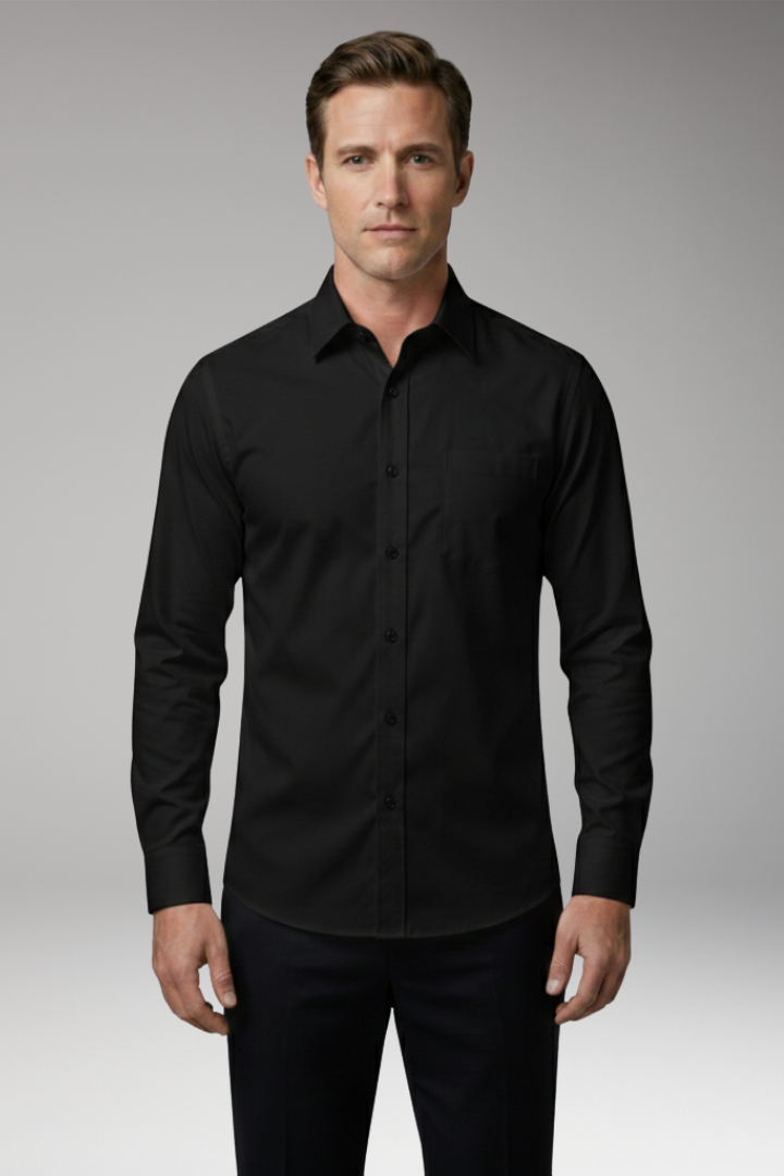 Men's Shirt with Button Placket and Chest Pocket