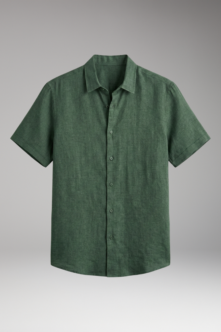 Men's Shirt with Button Placket and Short Sleeves
