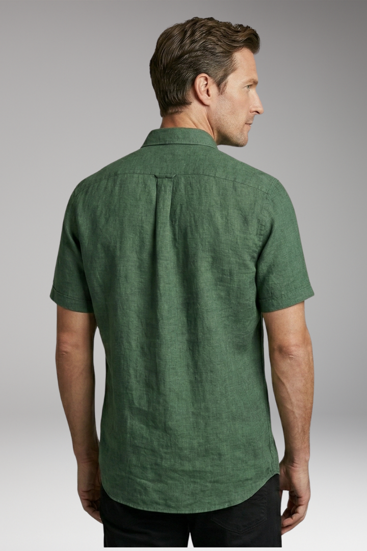 Men's Shirt with Button Placket and Short Sleeves