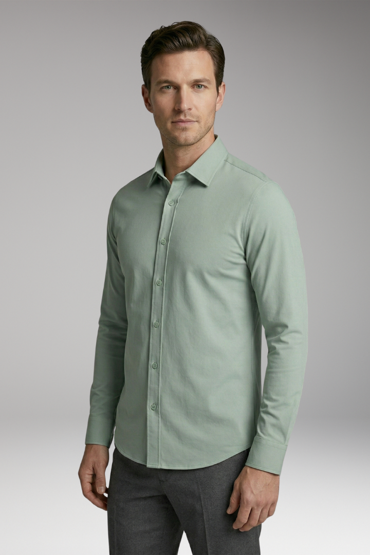 Men's Shirt with Button Placket and Slim Fit