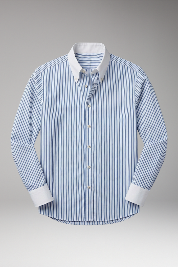 Men's Shirt with Button Placket and Striped Design