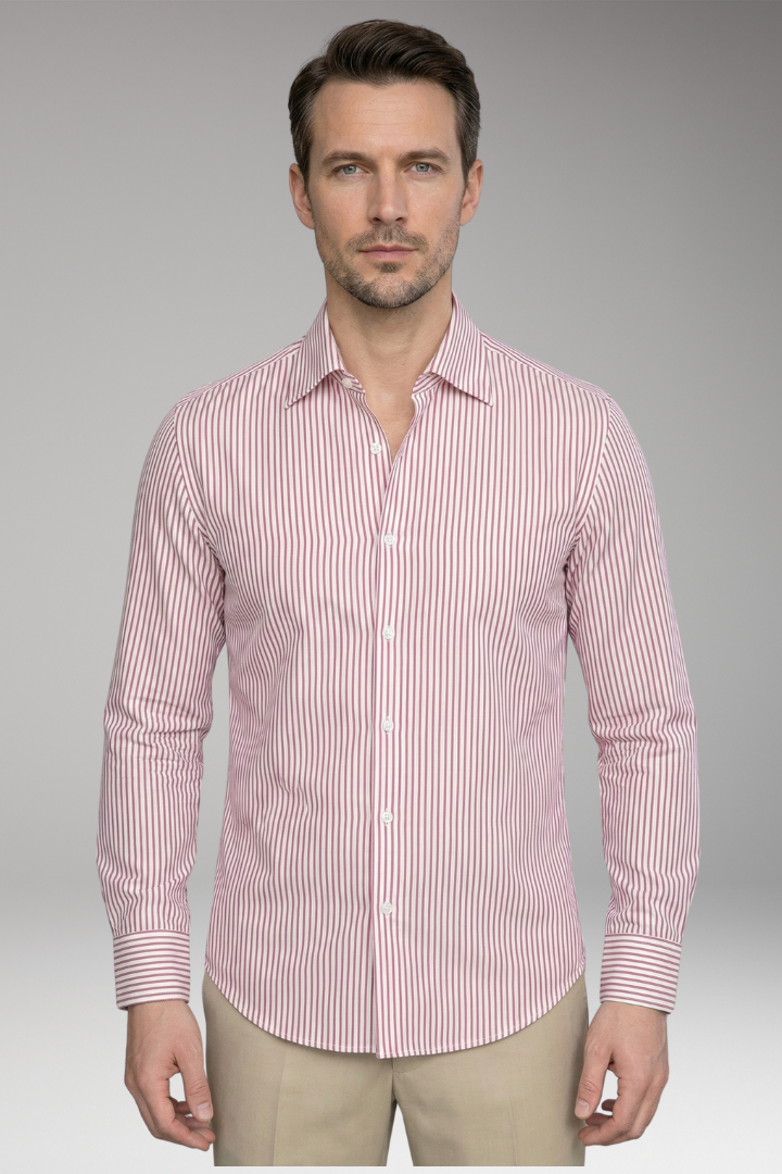 Men's Shirt with Button Placket and Striped Design